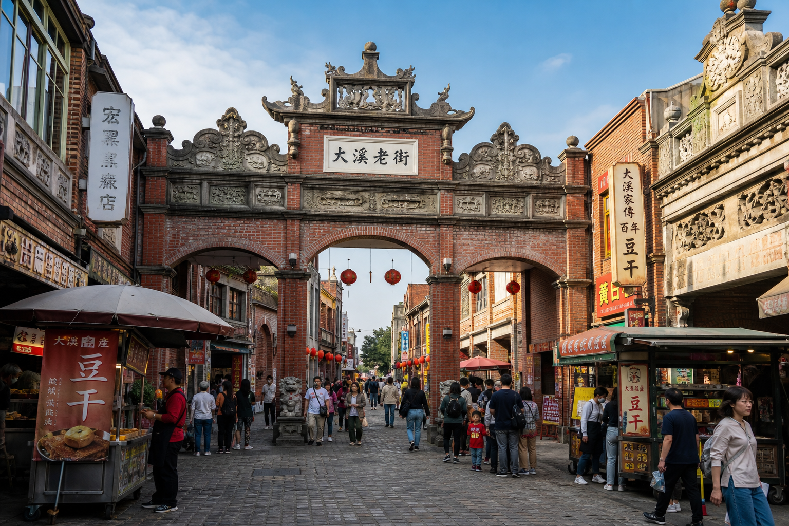 大溪老街巴洛克式牌樓與街景（情境示意圖）