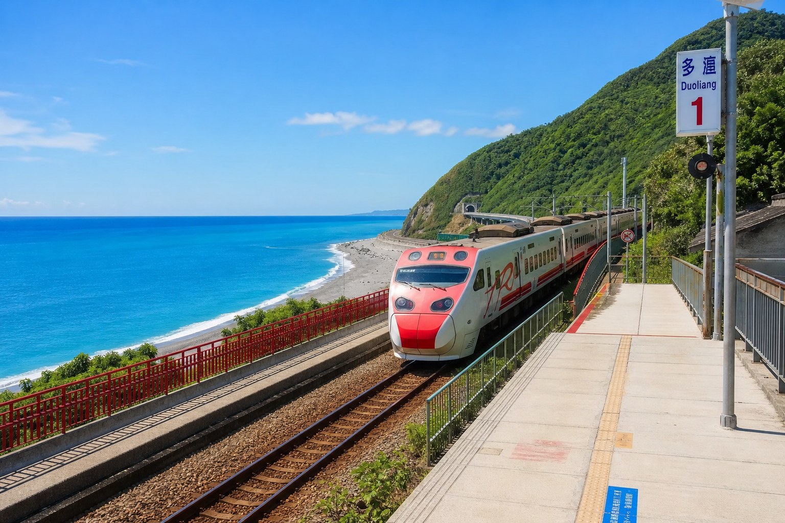 多良車站:月台上等一列火車穿過山海之間,是全台最美的車站風景(AI 生成示意圖)