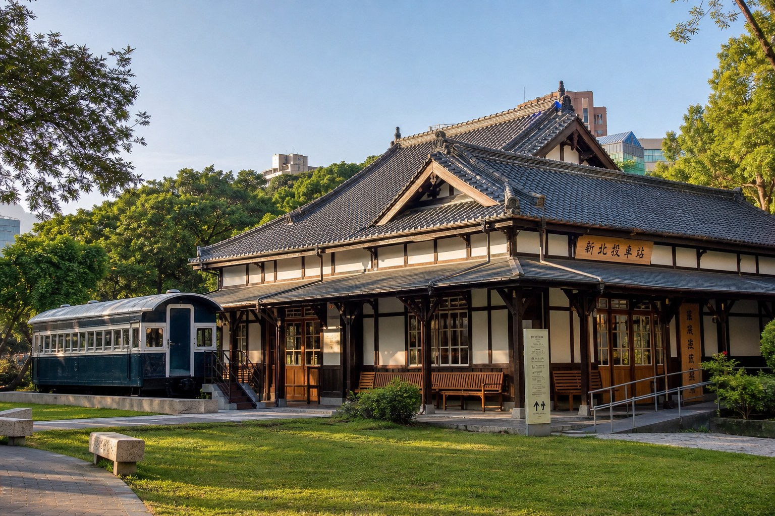 新北投車站是台鐵淡水線僅存的百年木造驛站，重現 1916 年的日式風情